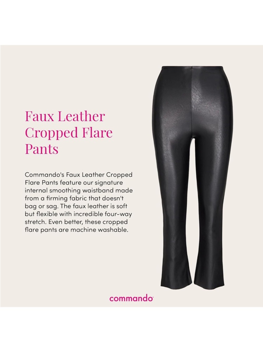 COMMANDO faux leather high rise cropped flare pants / leggings Size Medium - Picture 9 of 10